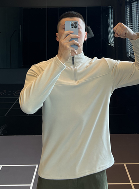 IRONTRAP螺纹立领双面德绒阳离子卫衣男解构拼接保暖内搭长袖T恤