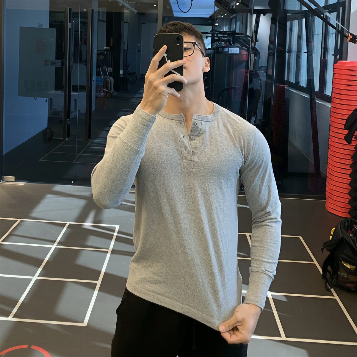 irontrap纯棉运动亨利领长袖T恤男打底衫健身衣服内搭训练服秋冬,运动服/休闲服装,运动T恤,淘宝优惠券,粉丝福利购,淘宝优惠卷