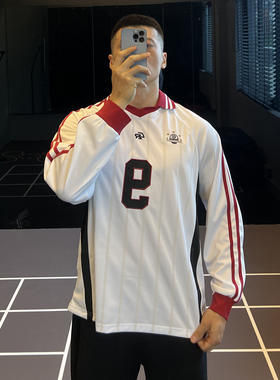 IRONTRAP美式复古撞色球衣T恤男速干运动宽松长袖训练健身衣服秋