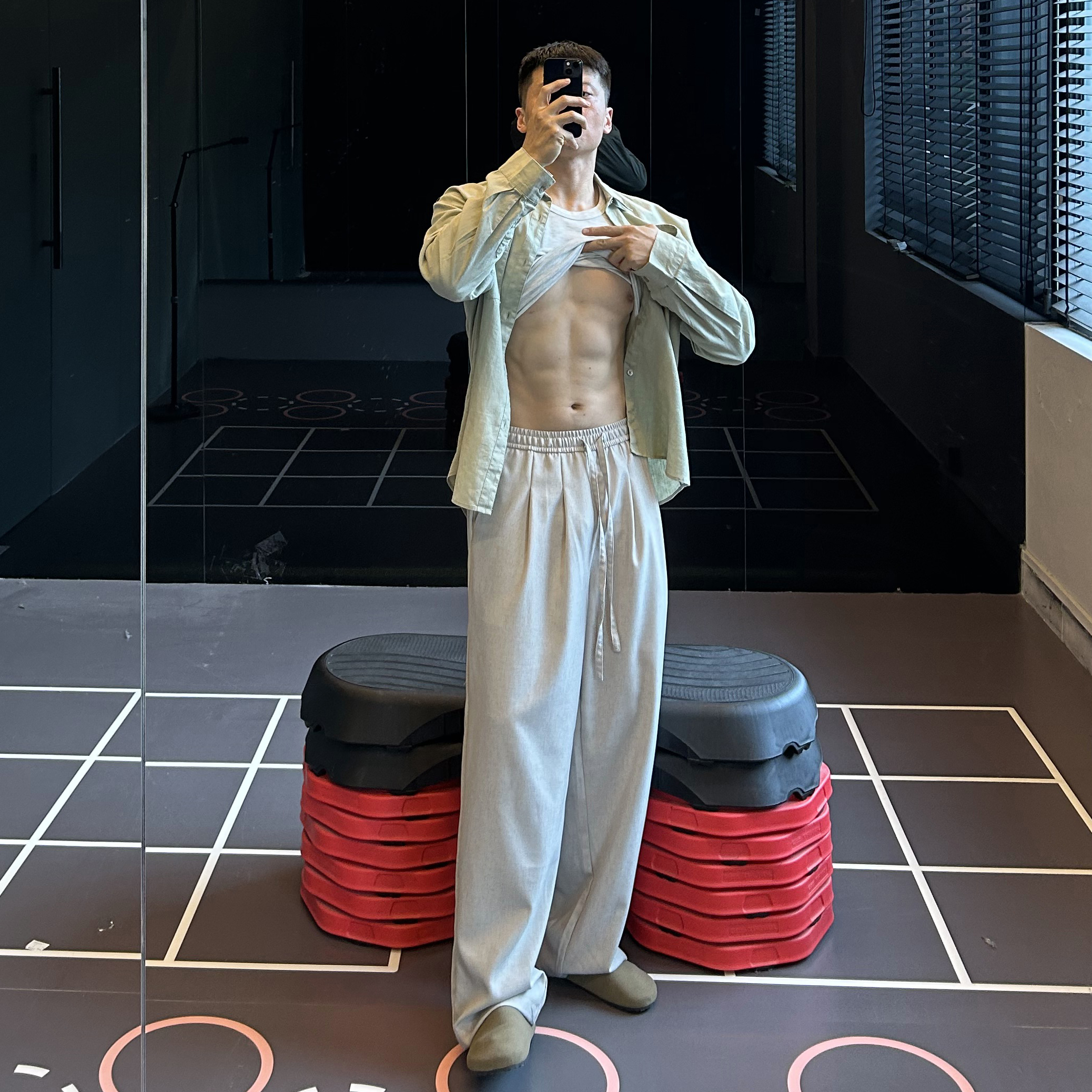 IRONTRAP抗皱亚麻垂感阔腿裤男士禅意清冷裤子夏季宽松直筒休闲裤