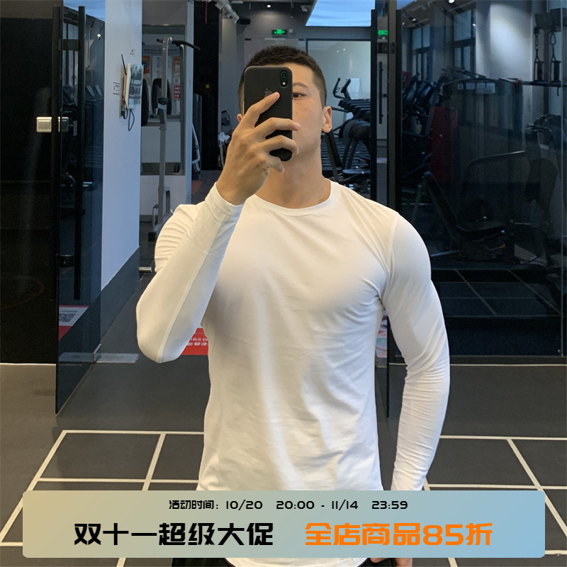 上紧下松长袖遮肚显瘦运动t恤男