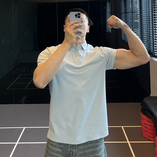 夏季新款无痕科技冰丝polo衫男士