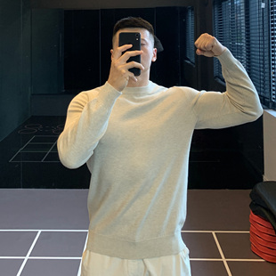 T恤健身衣男秋冬 长袖 IRONTRAP绵羊毛内搭针织衫 打底休闲毛衣修身