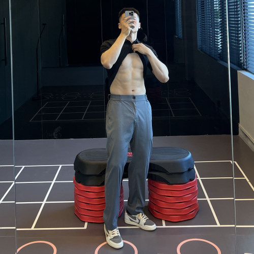 冰丝松紧腰莱赛尔仿牛仔休闲裤男