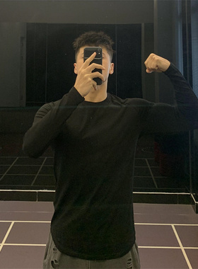 irontrap修身弹力健身衣服男长袖T恤运动打底训练速干上衣薄款秋