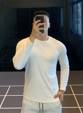 【双面德绒】发热圆领长袖T恤修身弹力打底衫健身衣服男运动秋冬