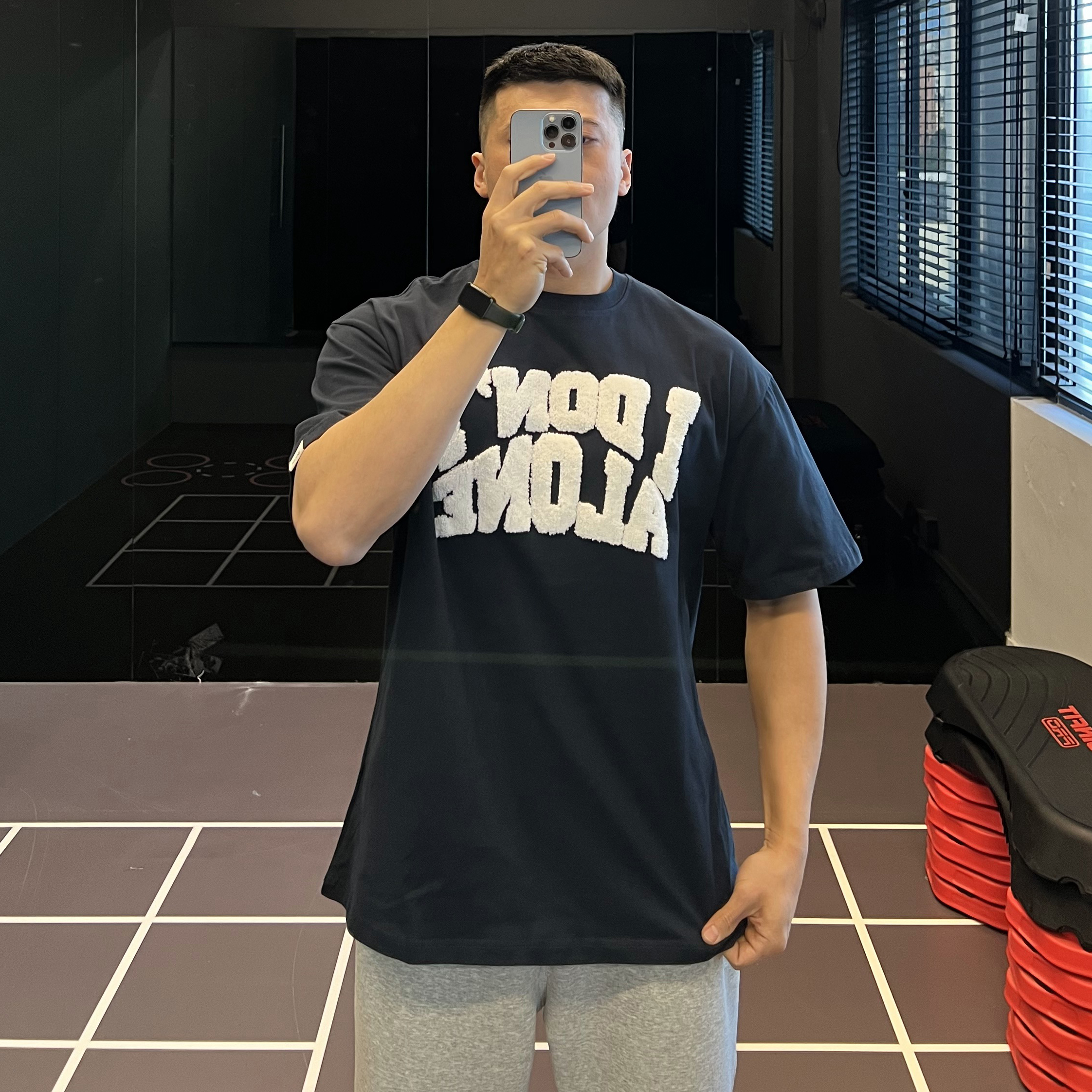 230G重磅毛巾绣T恤男士美式复古