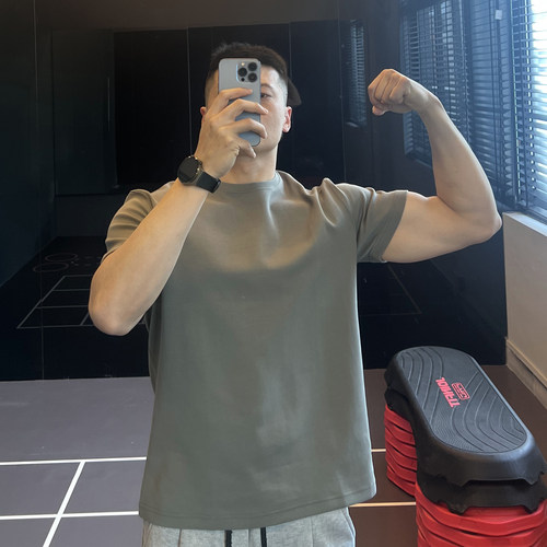 新疆棉训练t恤男夏透气健身短袖