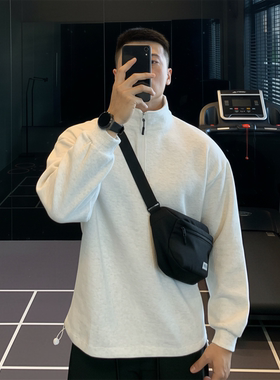 IRONTRAP运动卫衣男混纺棉亲肤长袖T恤半拉链训练健身衣服秋冬季