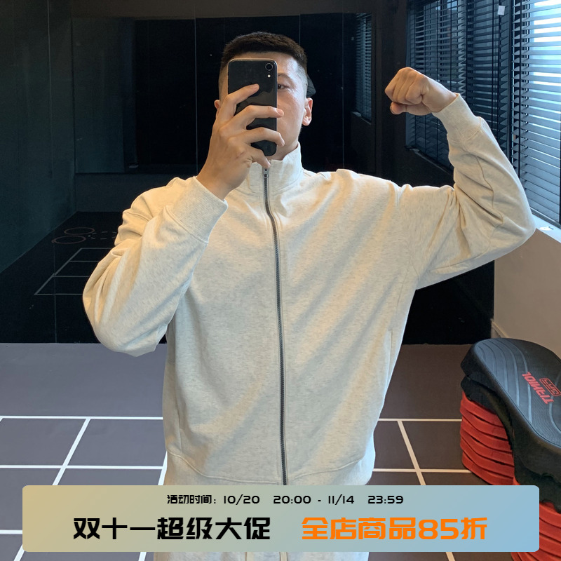 330G纯棉拉链夹克运动外套卫衣男