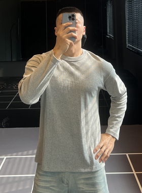 IRONTRAP300G新疆长绒棉阿美卡叽重磅长袖T恤男健身内搭打底衫秋