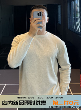 IRONTRAP杂色圆领打底毛衣男微宽松亲肤针织衫健身训练内搭长袖秋