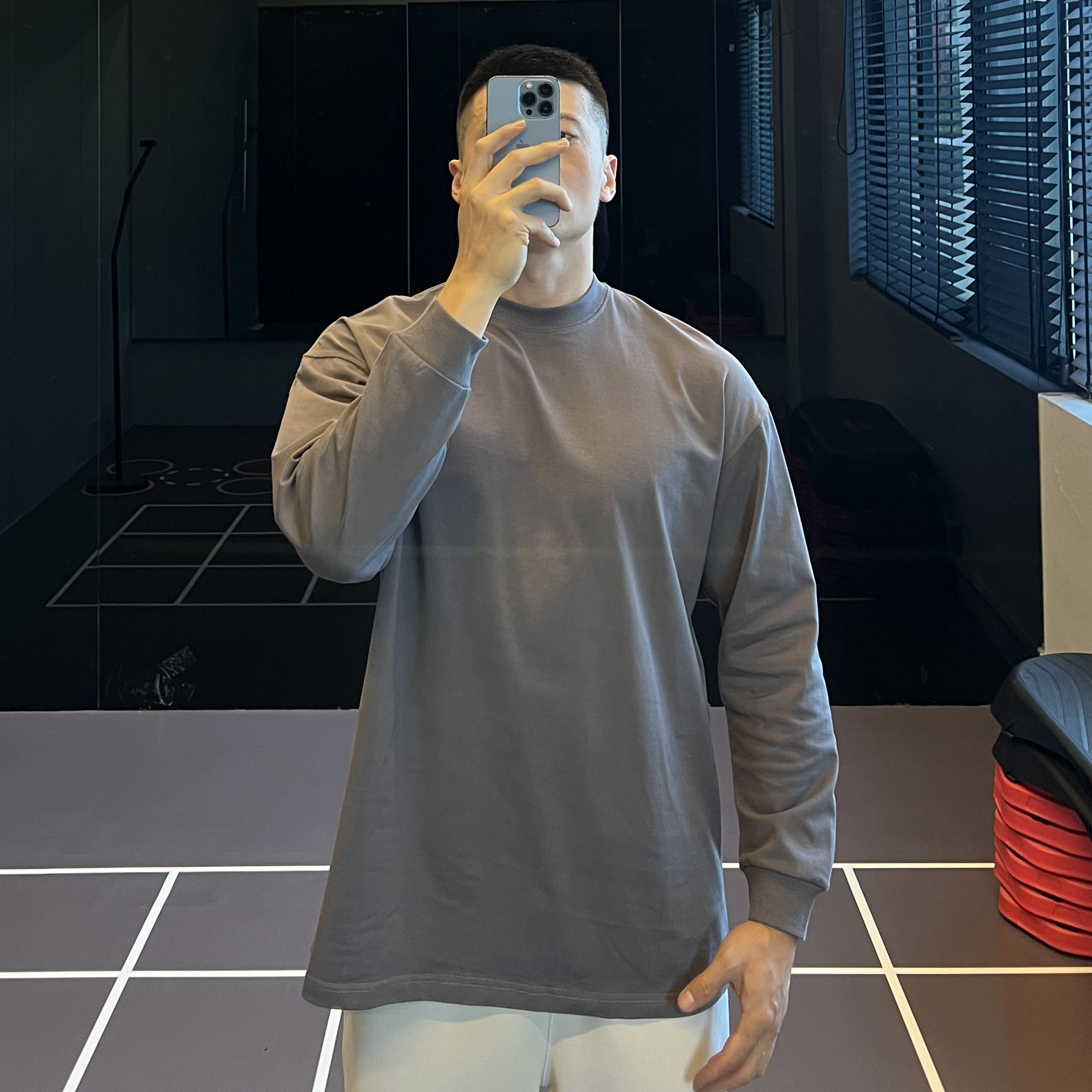 280G重磅小领口长袖T恤男秋冬季