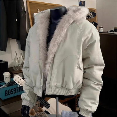 cleanfit座山雕毛领连帽夹克棉服