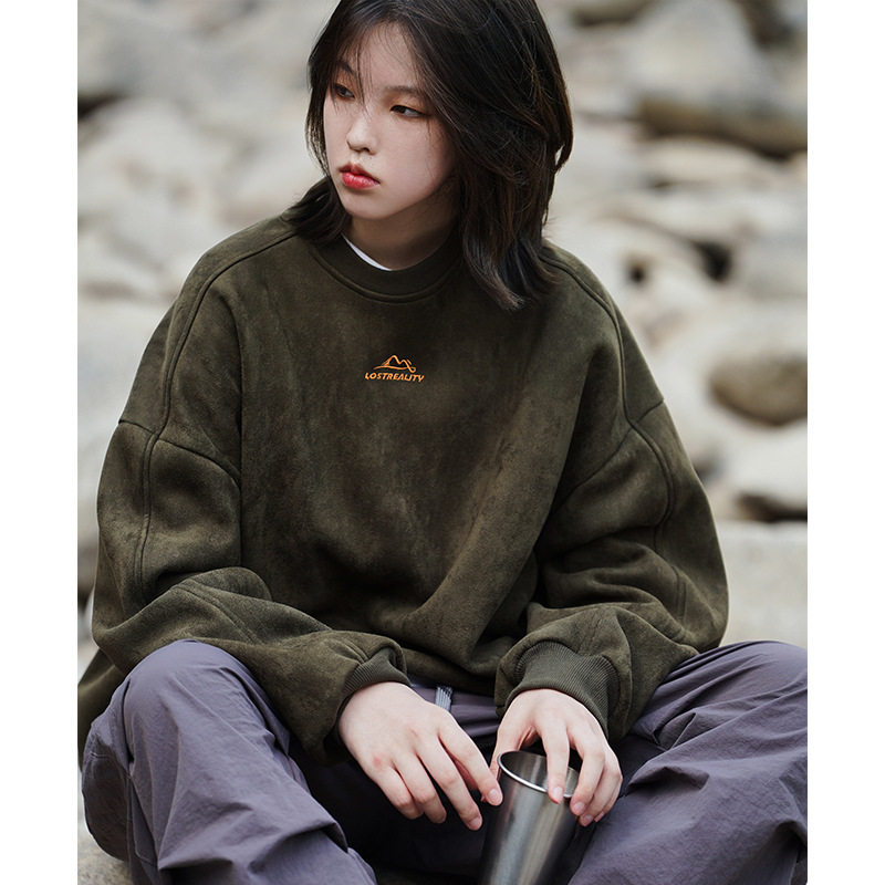 350g重磅麂皮绒卫衣情侣圆领外套