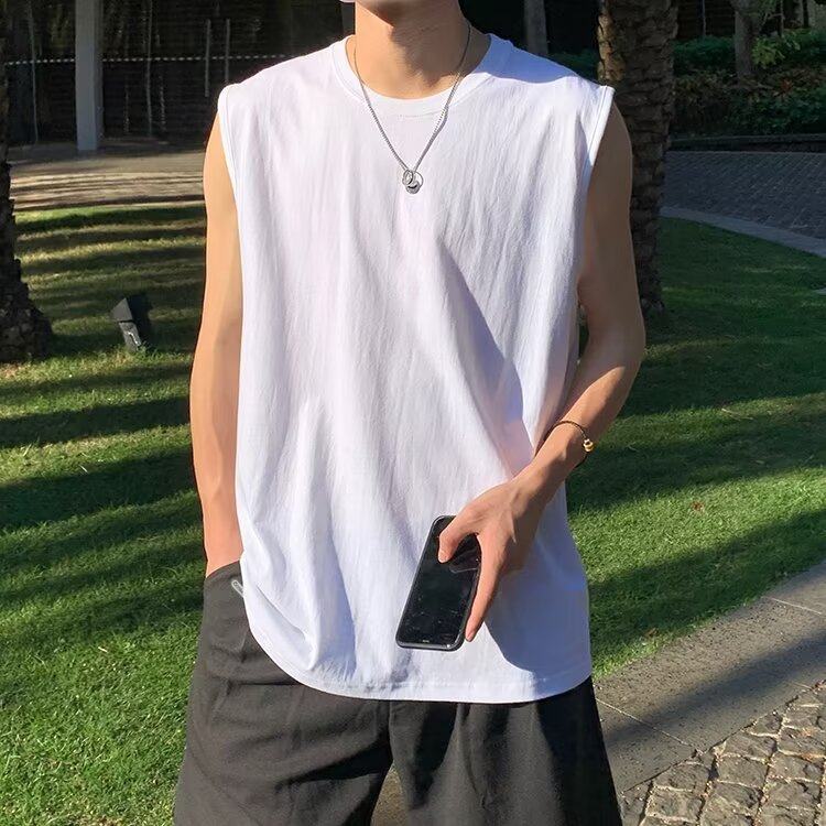 美式无袖t恤夏季宽肩无袖背心