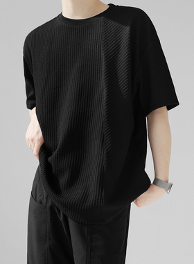 痞帅纯色百搭上衣体恤潮夏季短袖男女宽松垂感免烫T恤休闲打底衫