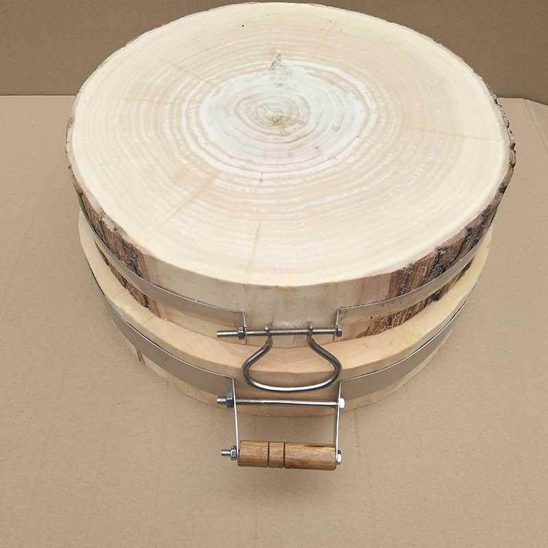 柳木菜墩商用不锈钢圈厚剁肉案砧板不伤刀实木圆形整木肉墩子h