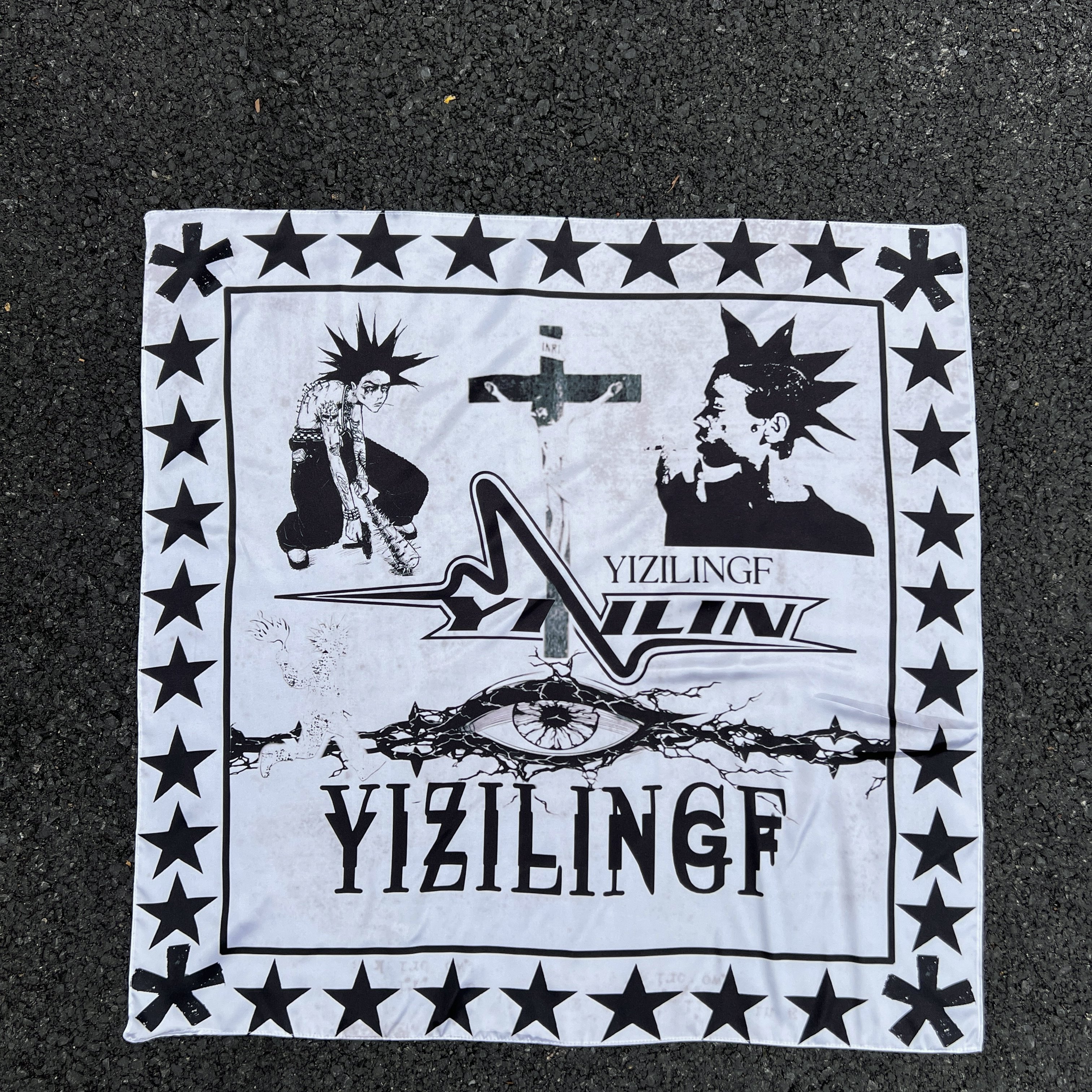 原创自制小众朋克亚文化方巾