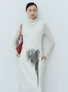 MAO MART原创｜新中式白色小高领套头修身针织高领上衣打底衫