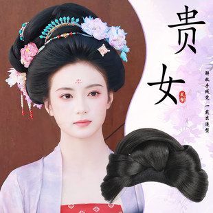 汉服假发女古装一体式全套头饰古风小唐风盘发造型垫发包明制发髻