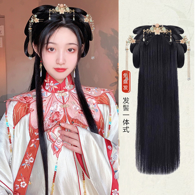 古风汉服头饰古装假发一体式懒人发箍魏晋风战国袍发髻垫发包造型