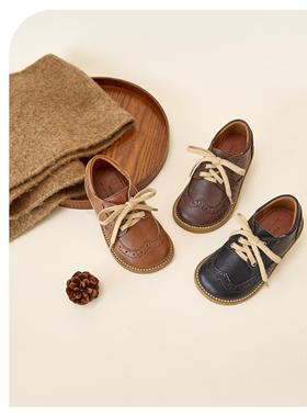 DuoReMi秋季新款BR2467英伦风复古小皮鞋软底时尚雕花儿童皮鞋