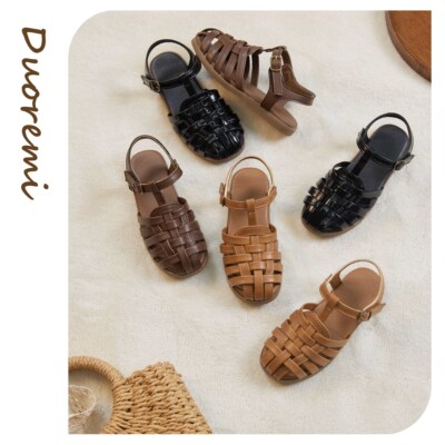 2025夏季新款童鞋BR2535编织款女童鞋魔术贴女童鞋软底包头复古