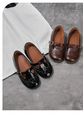 duoremi秋季25aw07女童单鞋纯手工牛皮公主鞋皮鞋软底英伦风