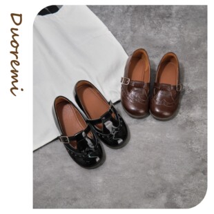 duoremi秋季25aw07女童单鞋纯手工牛皮公主鞋皮鞋软底英伦风