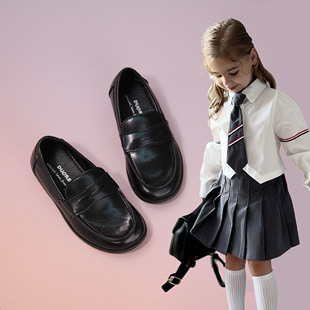 Duoremi秋季时尚新款BR2516儿童乐福鞋亲子款儿童真皮鞋女童皮鞋