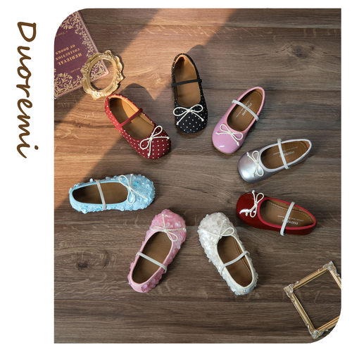 duoremi春季26ss10魔术贴女童26ss36软底鞋牛皮新款公主皮鞋童鞋