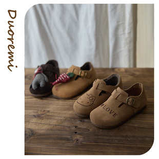 DuoReMi软底日常25aw35牛反绒休闲风圆头可爱勃肯女童百搭魔术贴