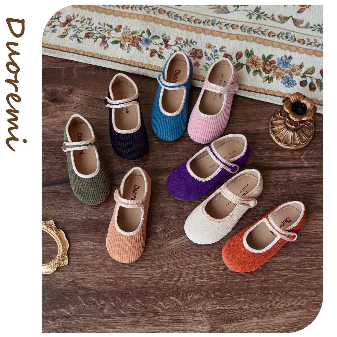 Duoremi童鞋新款儿童布鞋BR2413奶奶鞋森系复古单鞋透气休闲软底