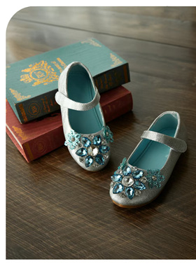 Duoremi新款童鞋BR2476女童艾莎公主大钻点缀精致女孩小童浅口鞋