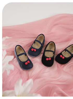 Duoremi秋季新款丝绒鞋BR2450小樱桃女童绒面单鞋休闲软底鞋