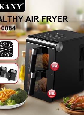 外贸SOKANY10084空气炸锅家用大容量13L可视化双锅炸锅触屏电炸锅