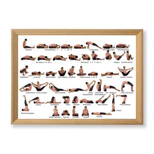 瑜伽馆yoga体式图序列简图瑜伽墙面装饰画挂画阿斯汤加挂图