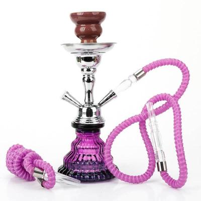 跨境厂家供货小号双管水烟壶铁皮烟具新款玻璃烟斗shisha hookah