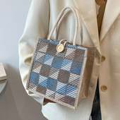 亚麻手提袋饭盒便当包包2026高颜值时尚 质感手拎包ins日系挎包女