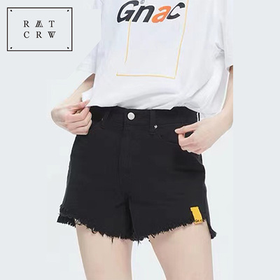 ROMANTICCROWN夏季短款女士新款休闲牛仔短裤高腰毛边宽松