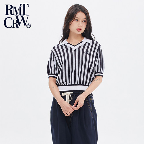 rmtcrw泡泡露脐条纹短袖