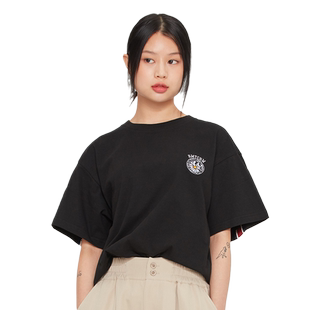 [第二件半价]RomanticCrown夏季纯棉短袖T恤宽松雏菊刺绣男女