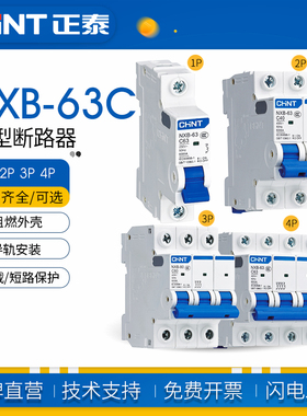 正泰空气开关NXB小型2p家用断路器DZ47C型电闸保护器1 2 3 4P昆仑