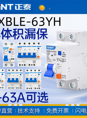 正泰漏电保护器开关2P空开断路器NXBLE-63YH 3P 4P漏保开关C32C16