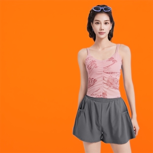 肥小棉新款国风印花吊带瑜伽服套装女款一体式固定杯运动健身套装