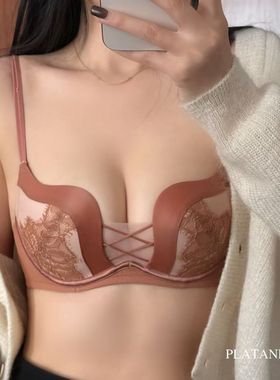 梧桐本色文胸性感蕾丝交叉美背小胸中厚聚拢贝壳杯内衣WN65208