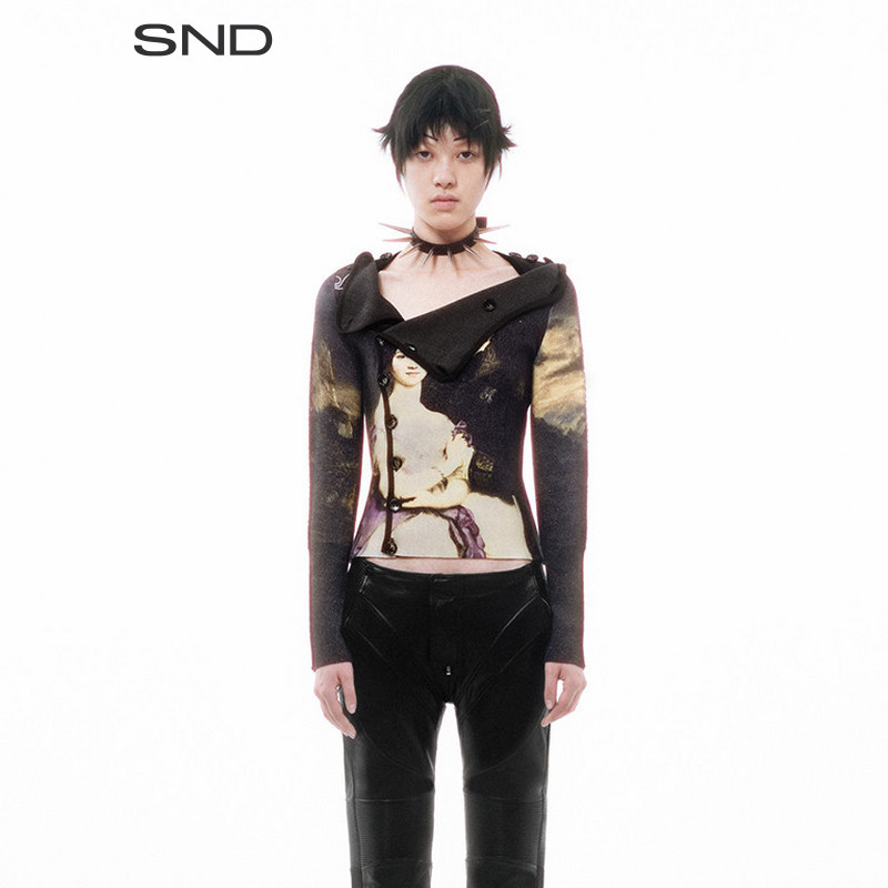 SNDAW25宫廷不规则纽扣开衫图片