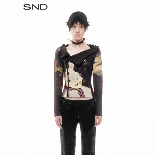 SNDAW25宫廷不规则纽扣开衫