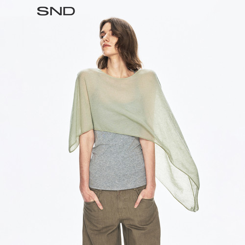 SNDAW26不对称混纺罩衫
